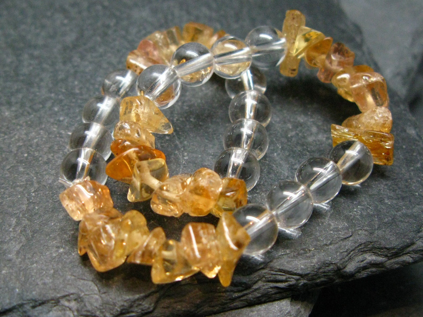 Imperial Topaz & Quartz Genuine Bracelet ~ 7 Inches ~ 8mm Tumbled Beads