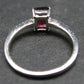 Natural Rectangular Faceted Red Garnet Rhodium Plated Sterling Silver Ring with CZ - Size 5.75
