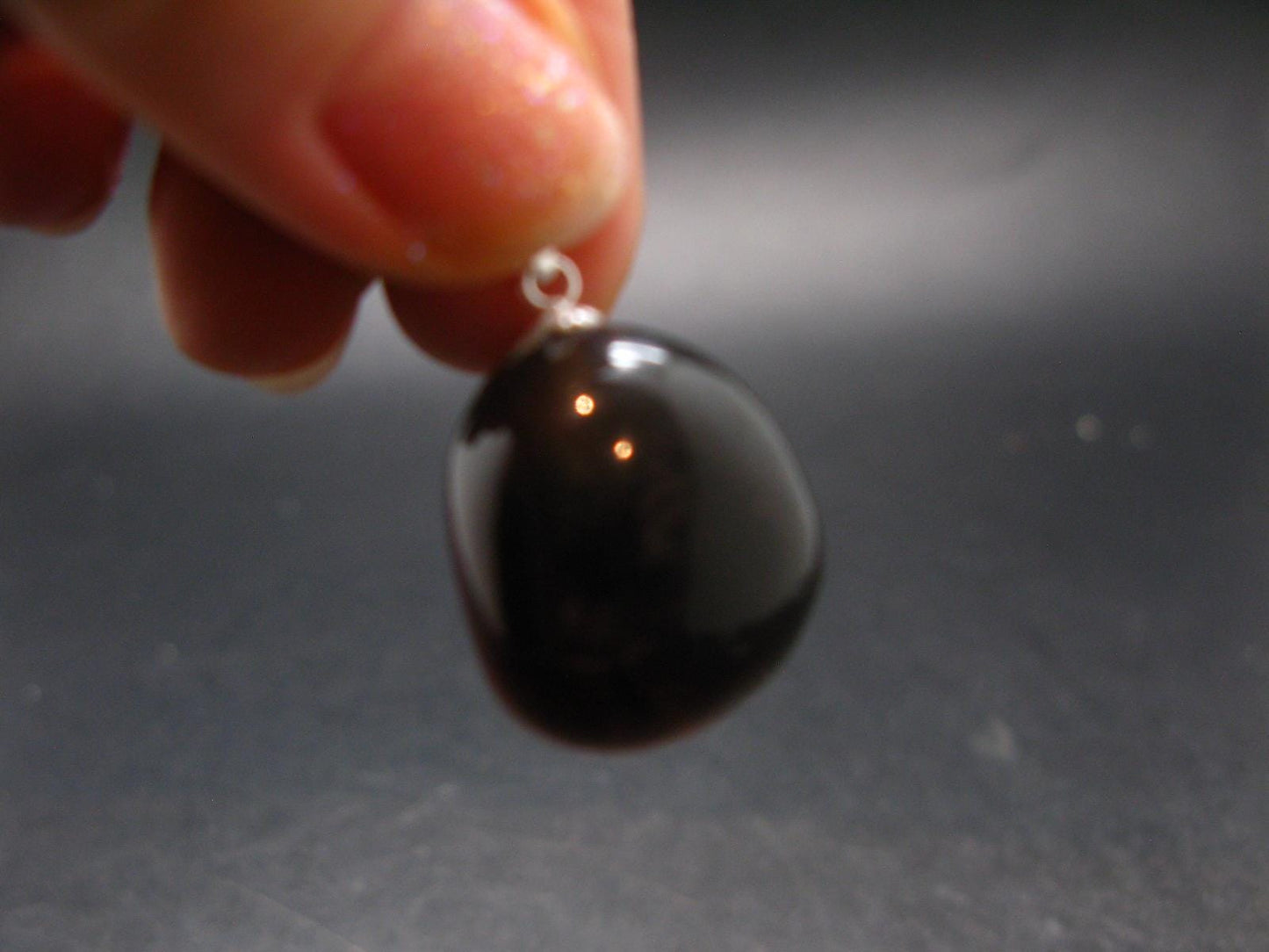 Rare Blue Amber Tumbled Fluorescent Silver Pendant From Indonesia - 1.1" - 4.75 Grams