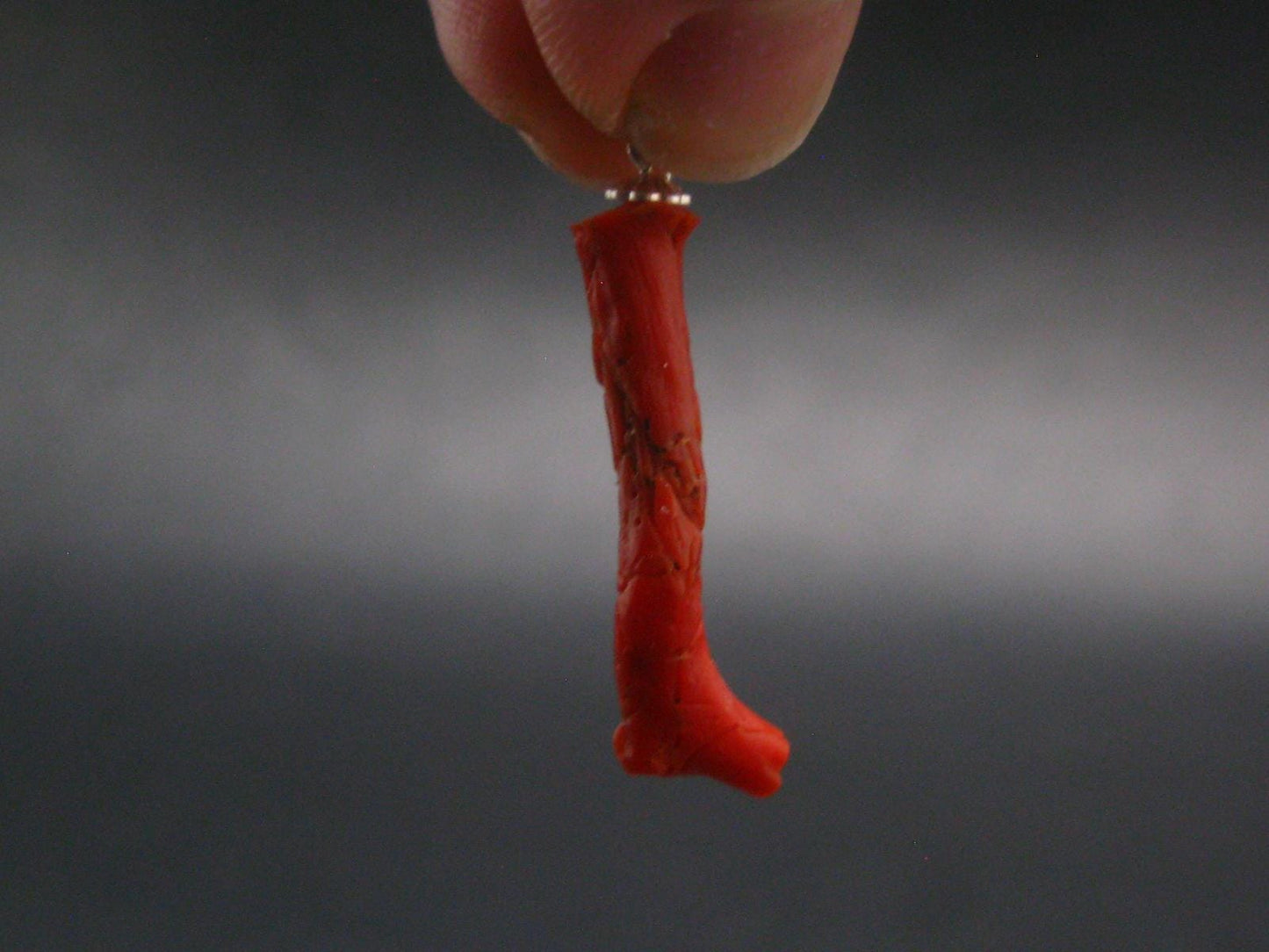 Rare Natural Red Coral Silver Pendant From Italy - 1.3" - 1.04 Grams