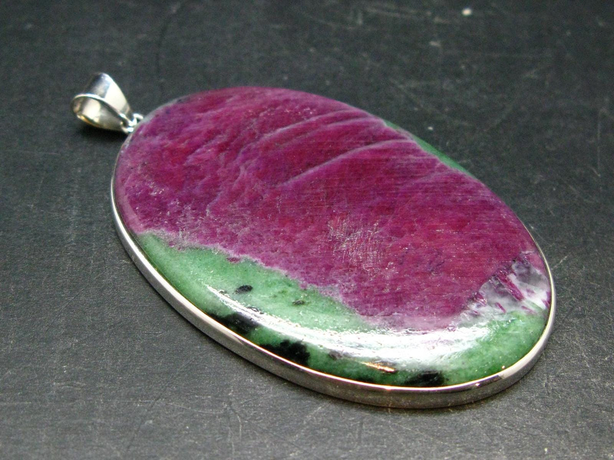 Ruby In Zoisite Silver Pendant from Tanzania - 3.3"