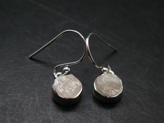 Very Rare White Cryolite 925 Silver Earrings from Greenland - 0.9" - 2.11 Grams