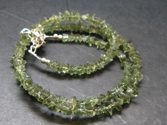 Moldavite Necklace Faceted Beads From Czech Republic - 19" - 8.73 Grams