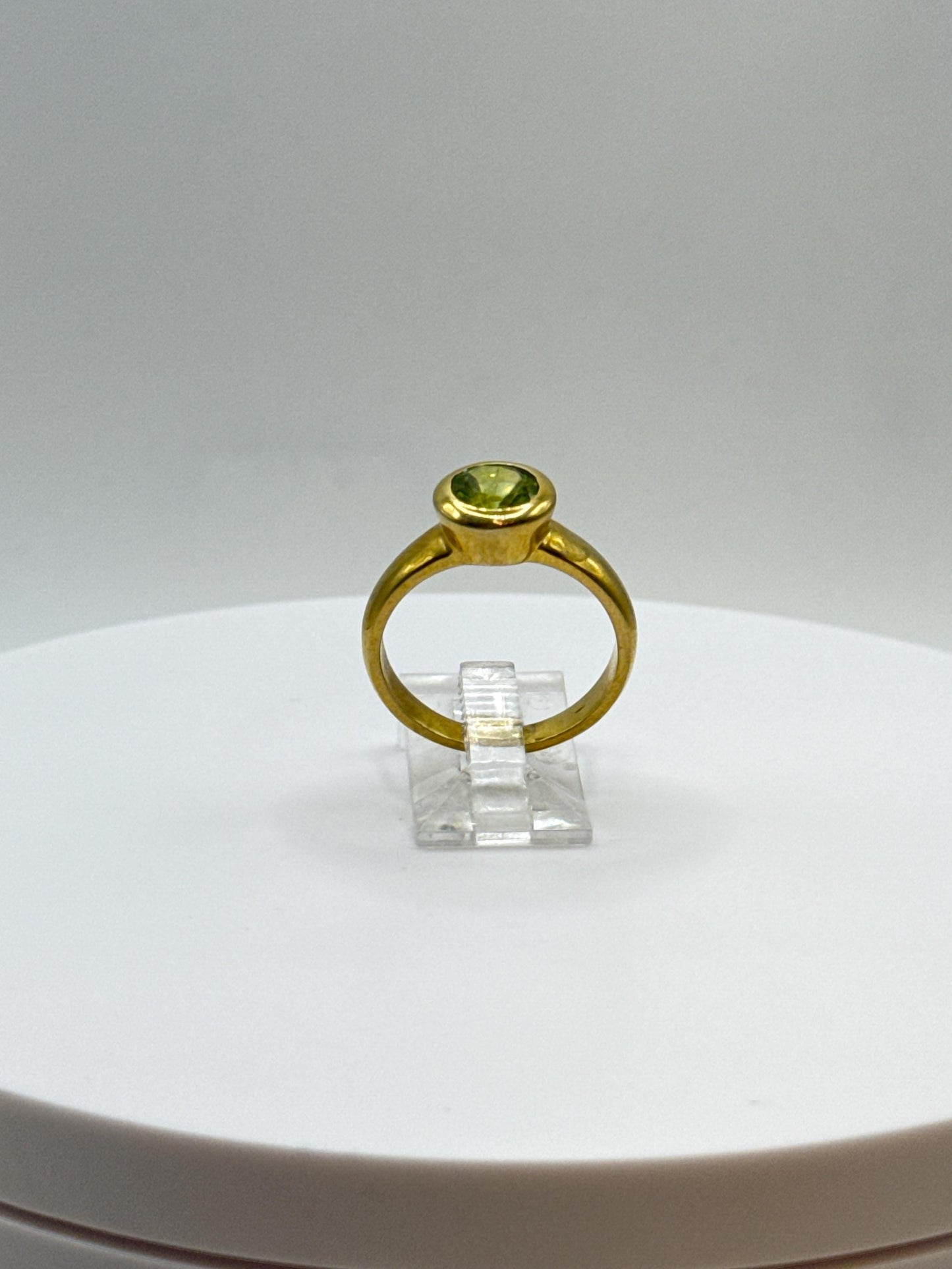 Peridot Ring | Gold Plated Sterling Silver, August Birthstone, Size 8