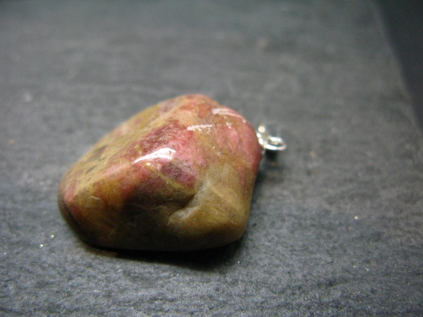 Rare Tumbled Brownish Pink Bustamite Silver Pendant with Attractive Pattern From South Africa - 1.2" - 7.61 Grams