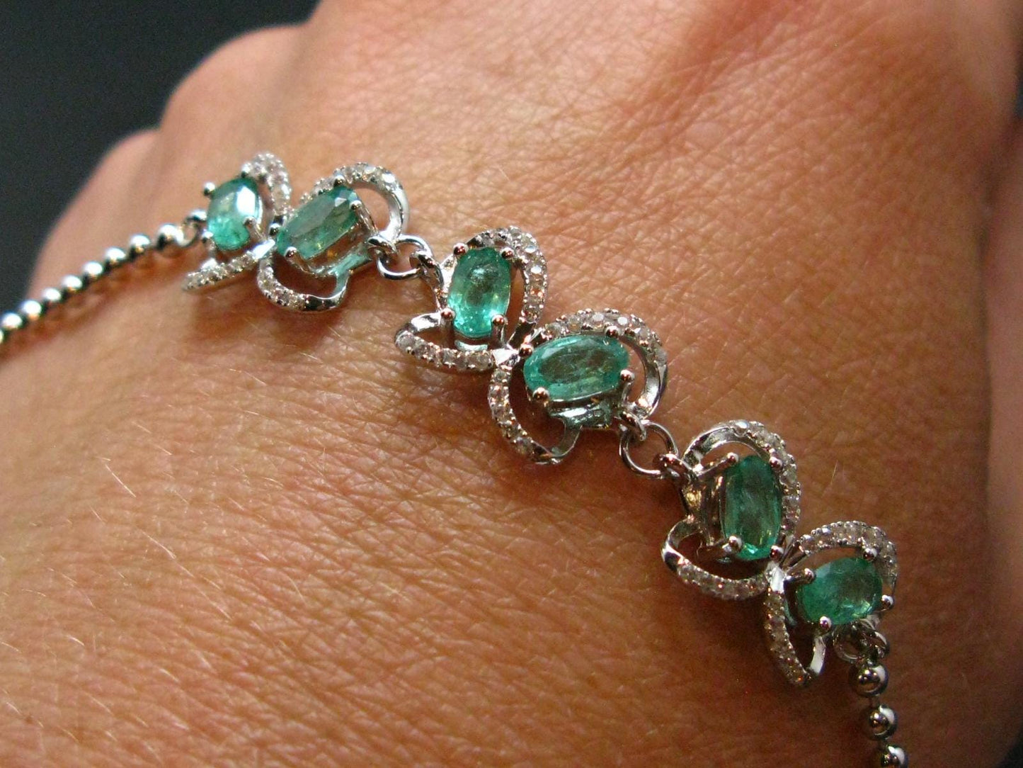 Emerald Silver Bracelet From Colombia - 1.25 Carats