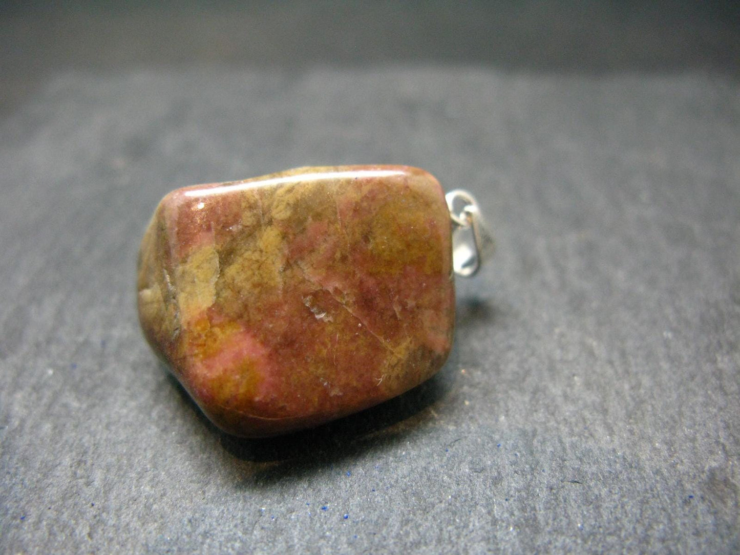 Rare Tumbled Brownish Pink Bustamite Silver Pendant with Attractive Pattern From South Africa - 1.1" - 9.58 Grams