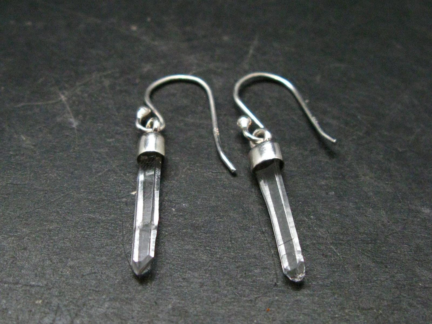 Lemurian Quartz Seed Crystal Silver Earrings From Brazil - 1.4"