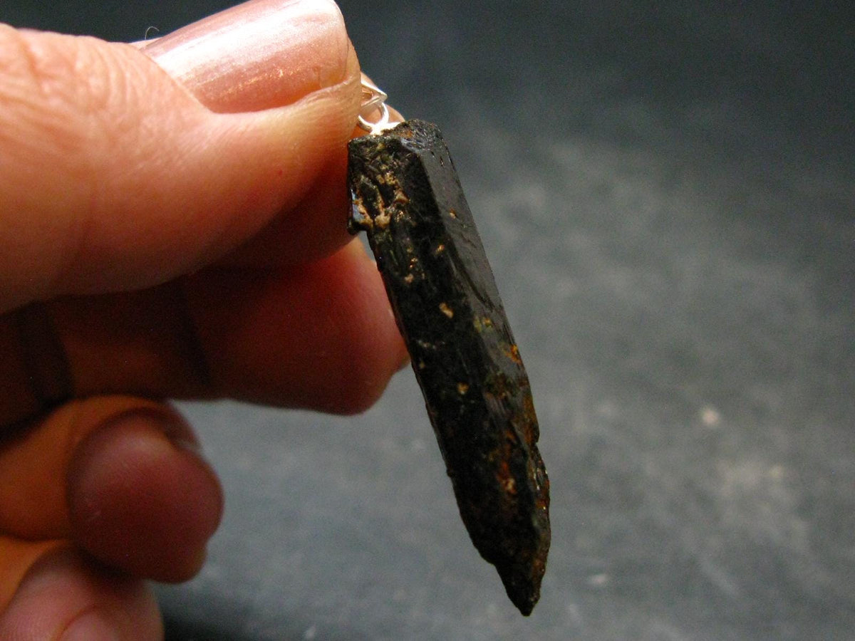 Aegirine Crystal Silver Pendant From Malawi - 1.5" - 3.63 Grams