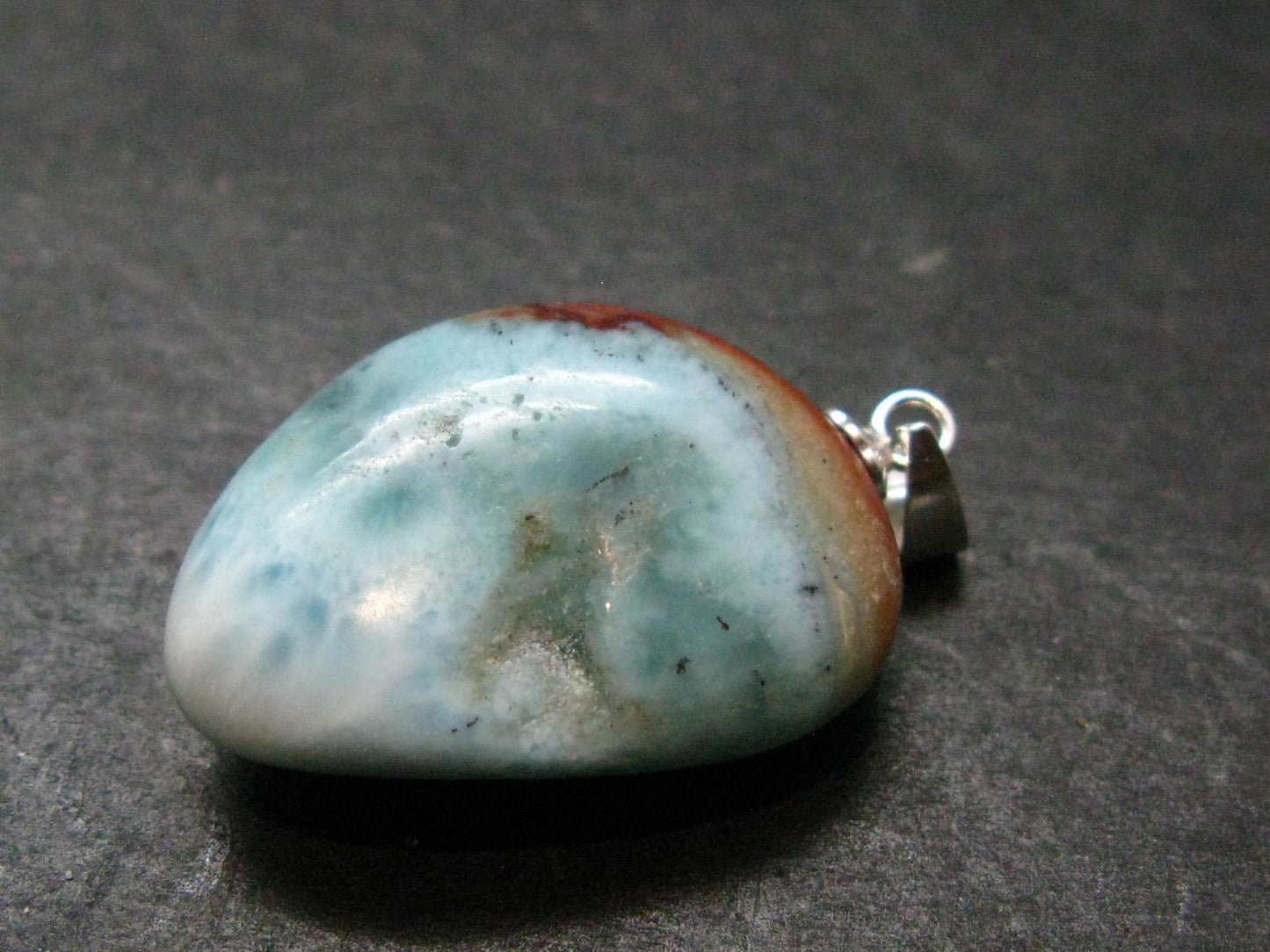 Rare Blue Larimar Pectolite Silver Pendant From Dominican Republic - 1.2" - 5.68 Grams