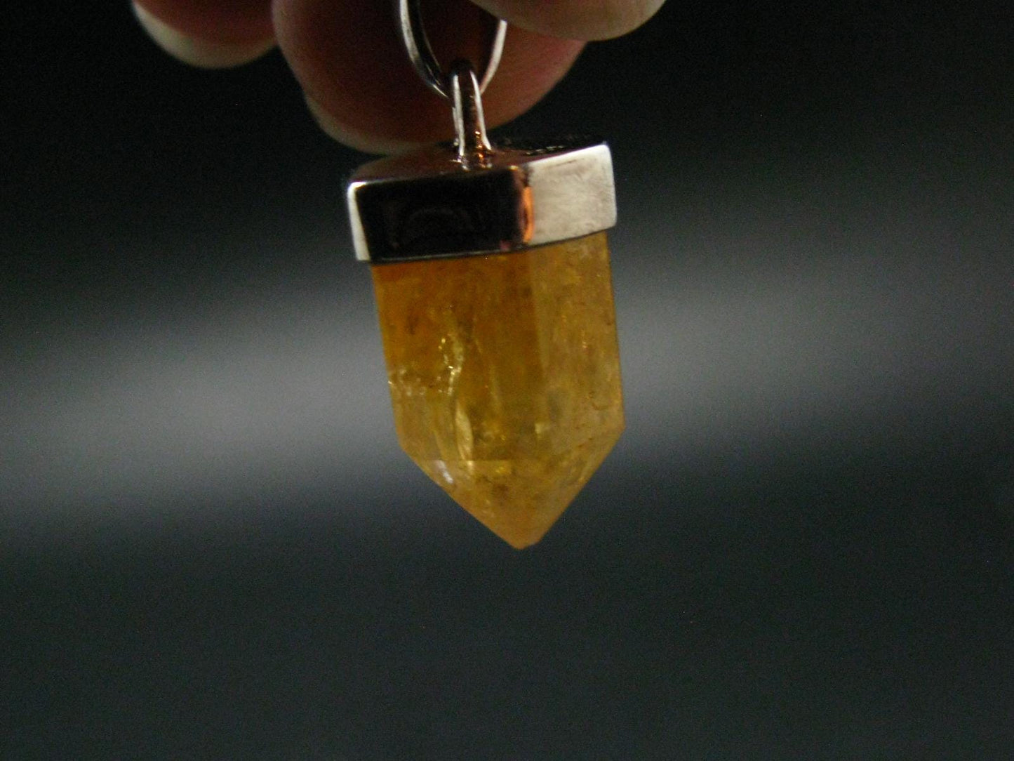 Yellow Citrine Sterling Silver Pendant from Brazil - 1.2" - 5.74 Grams