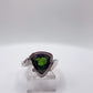 Green Helenite Trillion Ring – Sterling Silver Modern Gemstone Statement Ring