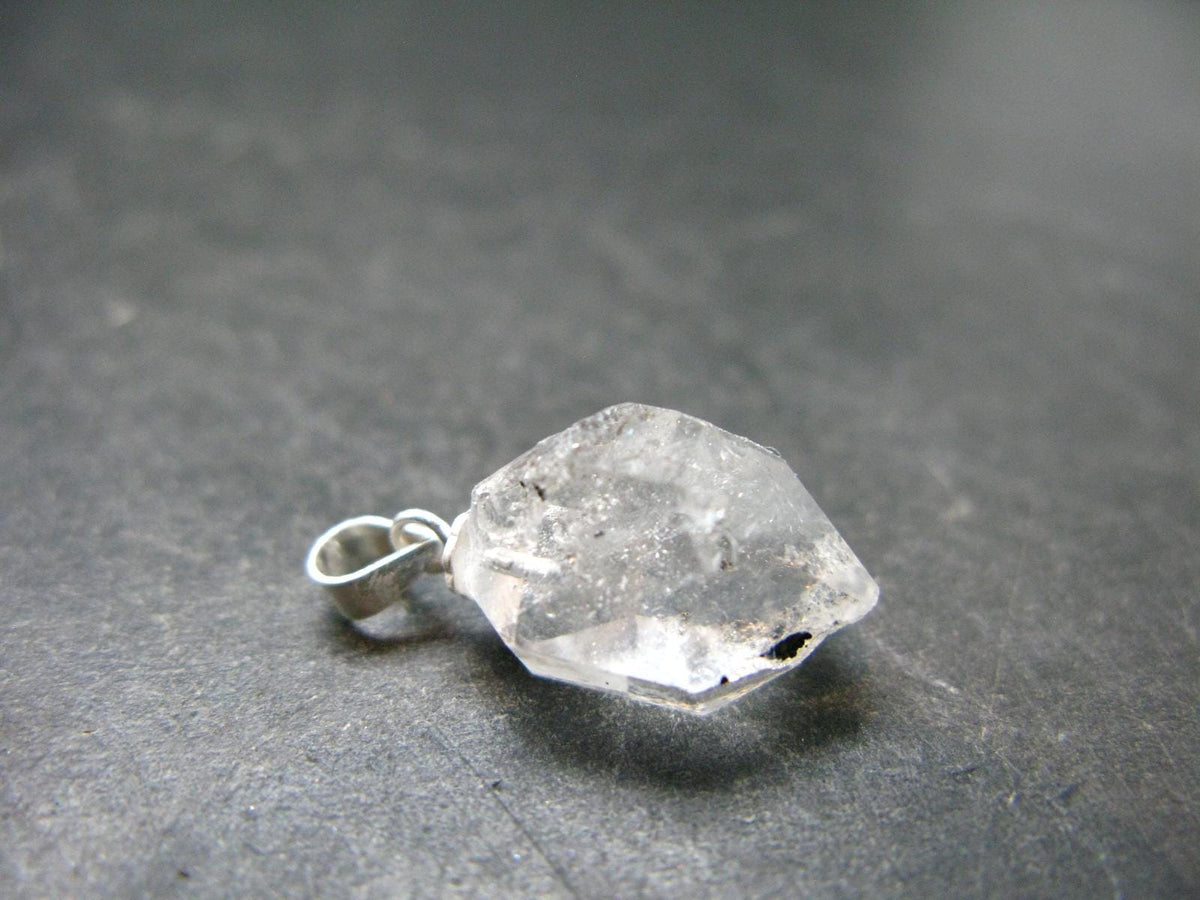 Fine Natural Herkimer Diamond Silver Pendant From New York - 0.8" - 1.93 Grams