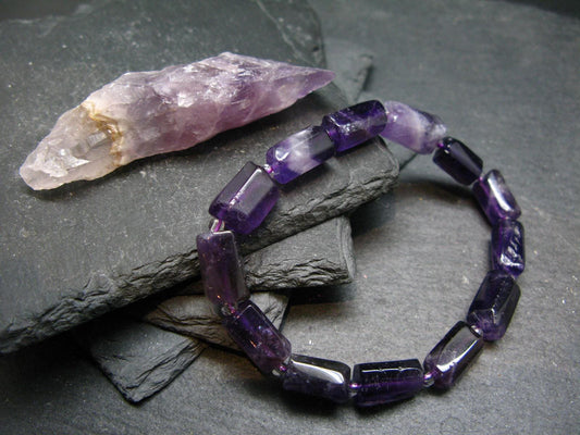 Amethyst Genuine Bracelet ~ 7 Inches ~ 12mm Tumbled Beads