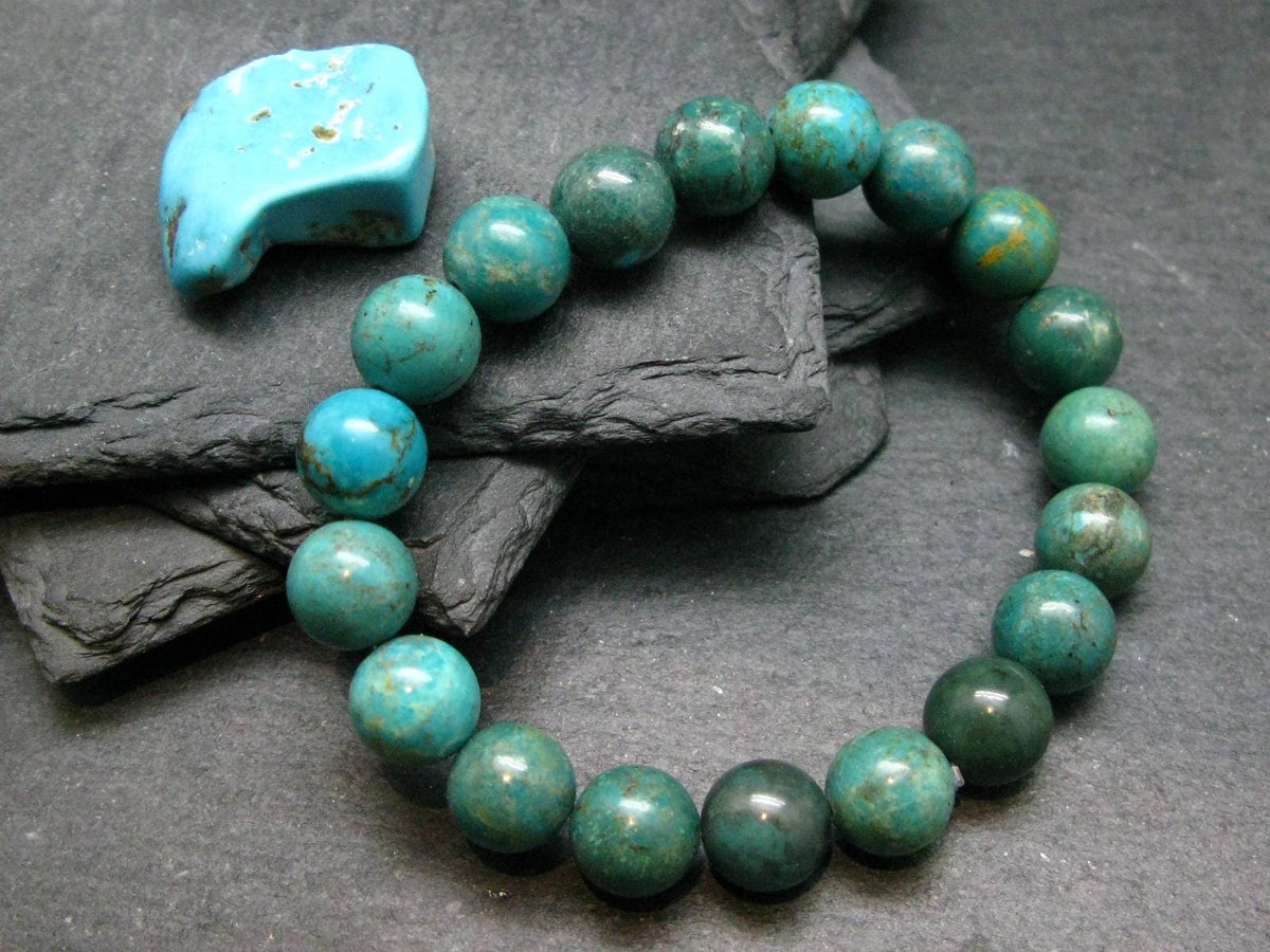 Turquoise Genuine Untreated Bracelet ~ 7 Inches ~ 10mm Round Beads
