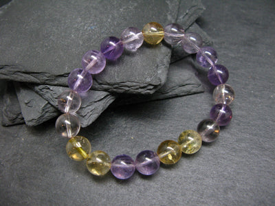 Ametrine Genuine Bracelet ~ 7 Inches ~ 10mm Round Beads