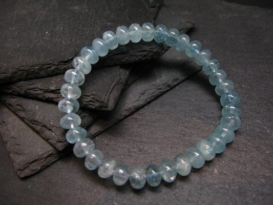 Blue Topaz Genuine Bracelet ~ 7 Inches ~ 8mm Rondelle Beads