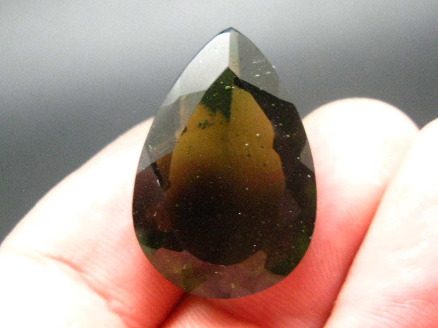 Moldavite Tektite Gem Cut Facetted Stone from Czech Republic - 20.50 Carats - 26x17mm