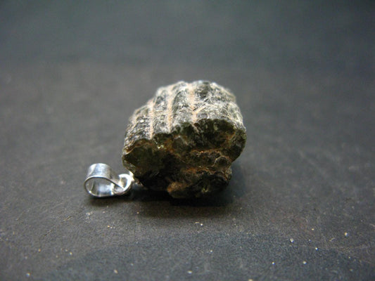 Extremely Rare Raw Gem Green Kornerupine Silver Pendant Crystal From Tanzania - 3.63 Grams - 0.9"
