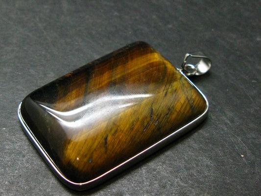 Tiger Eye Silver Plated Pendant - 2.1"
