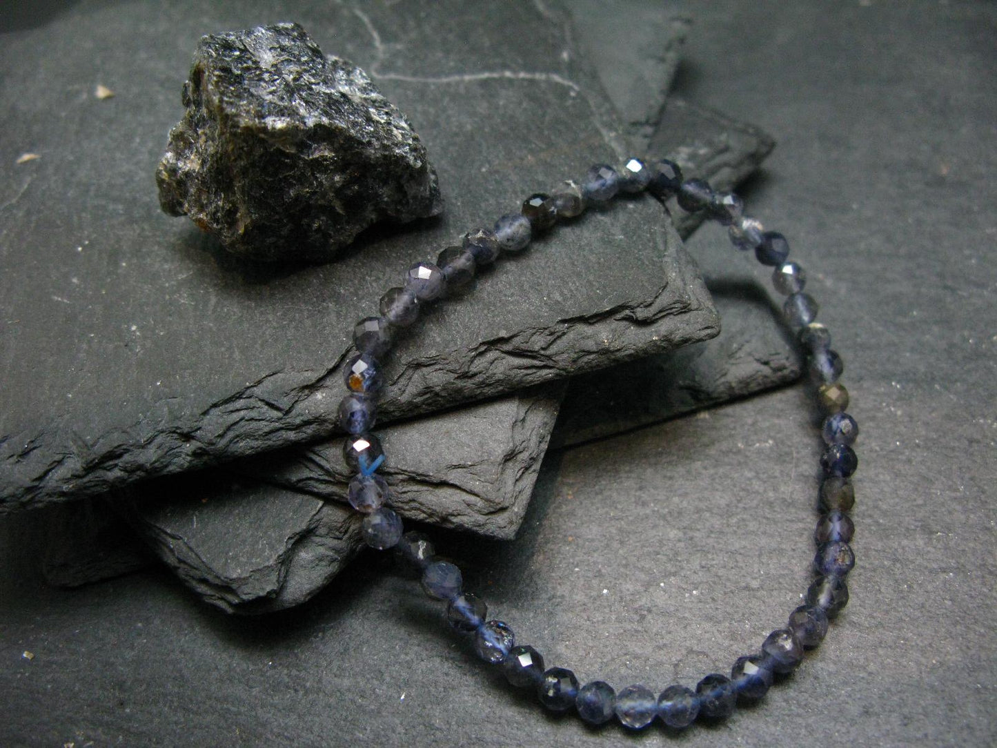 Iolite Cordierite Genuine Bracelet ~ 7 Inches ~ 4mm Facetted Beads
