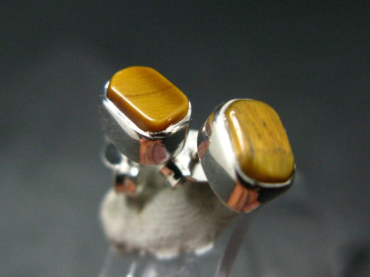 Tiger Eye Sterling Silver Stud Earrings - 1.4 Grams