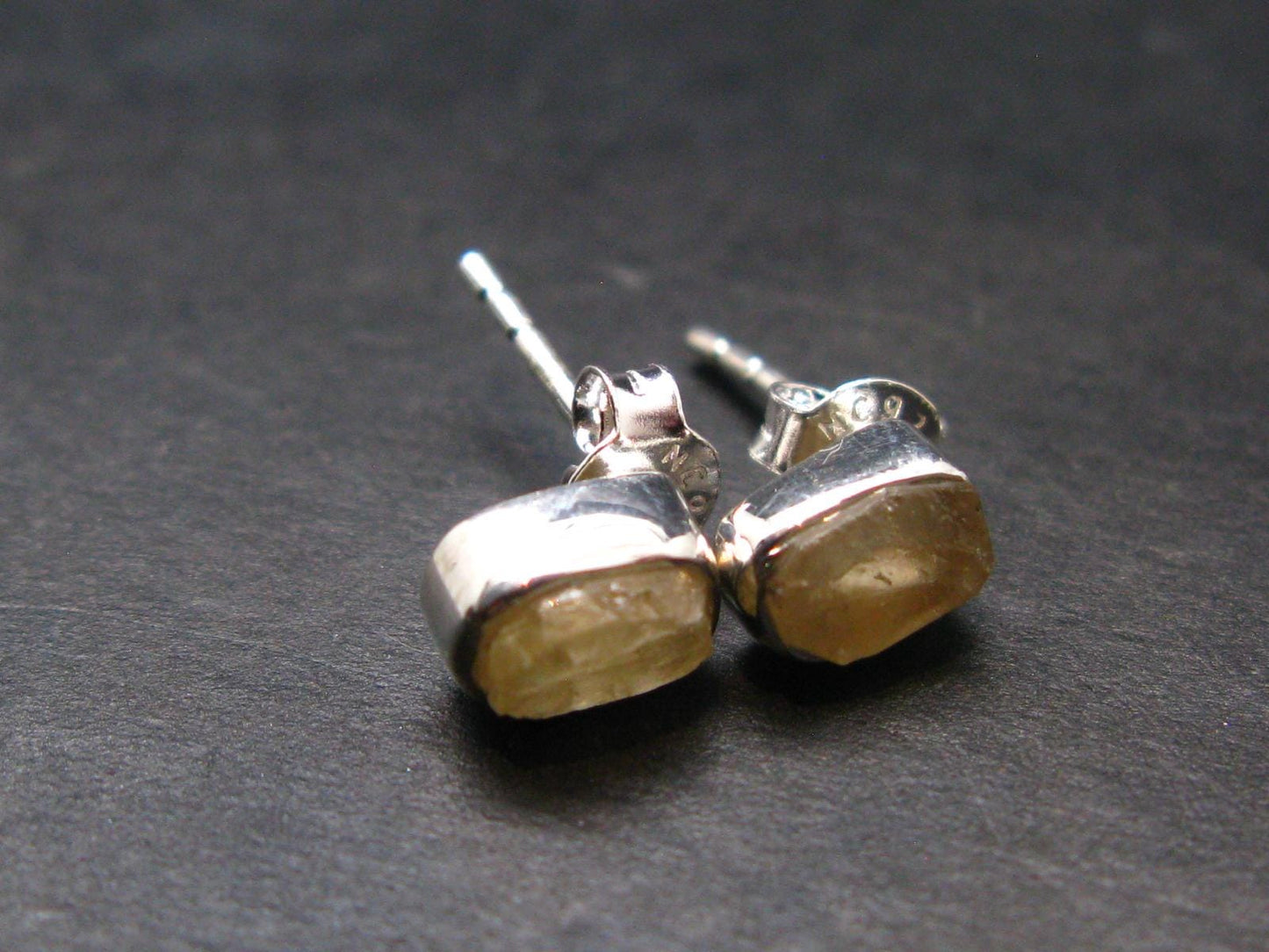 Rare Agni Gold Danburite Silver Studs From Tanzania - 1.08 Grams - 0.5"