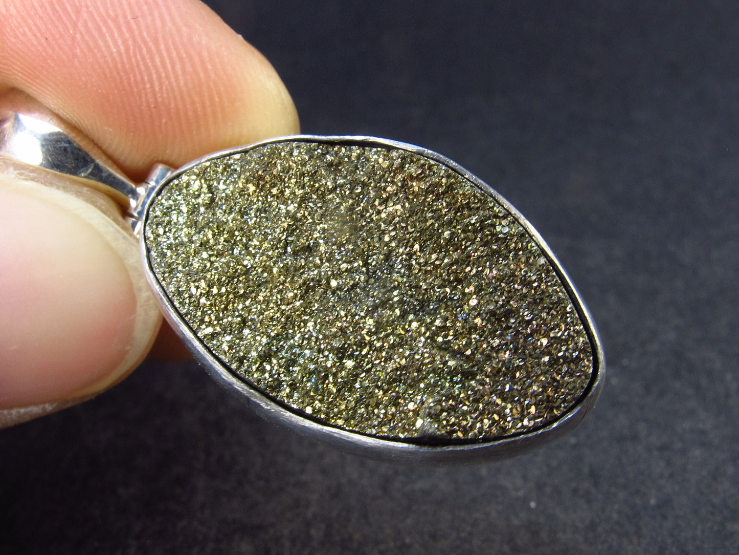Perfect Pyrite Crystal Silver Pendant from Spain - 1.6" - 8.2 Grams