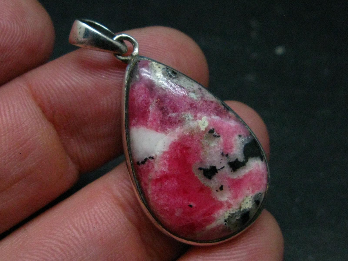 Rare Pink Tugtupite Sterling Silver Pendant From Greenland - 1.6" - 6.00 Grams