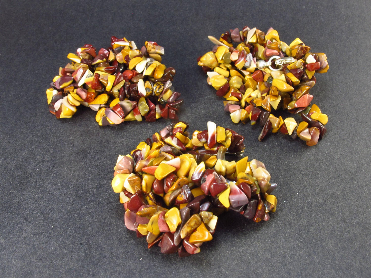 Set of 3 Natural Mookaite Tumbled Beads Necklaces From Australia - 18" Each