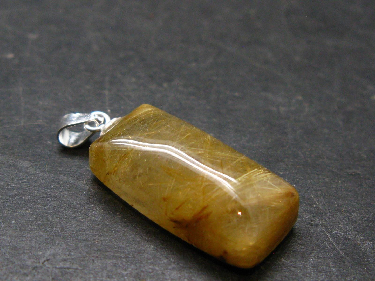 Rutilated Quartz Silver Pendant From Brazil - 1.1" - 3.85 Grams