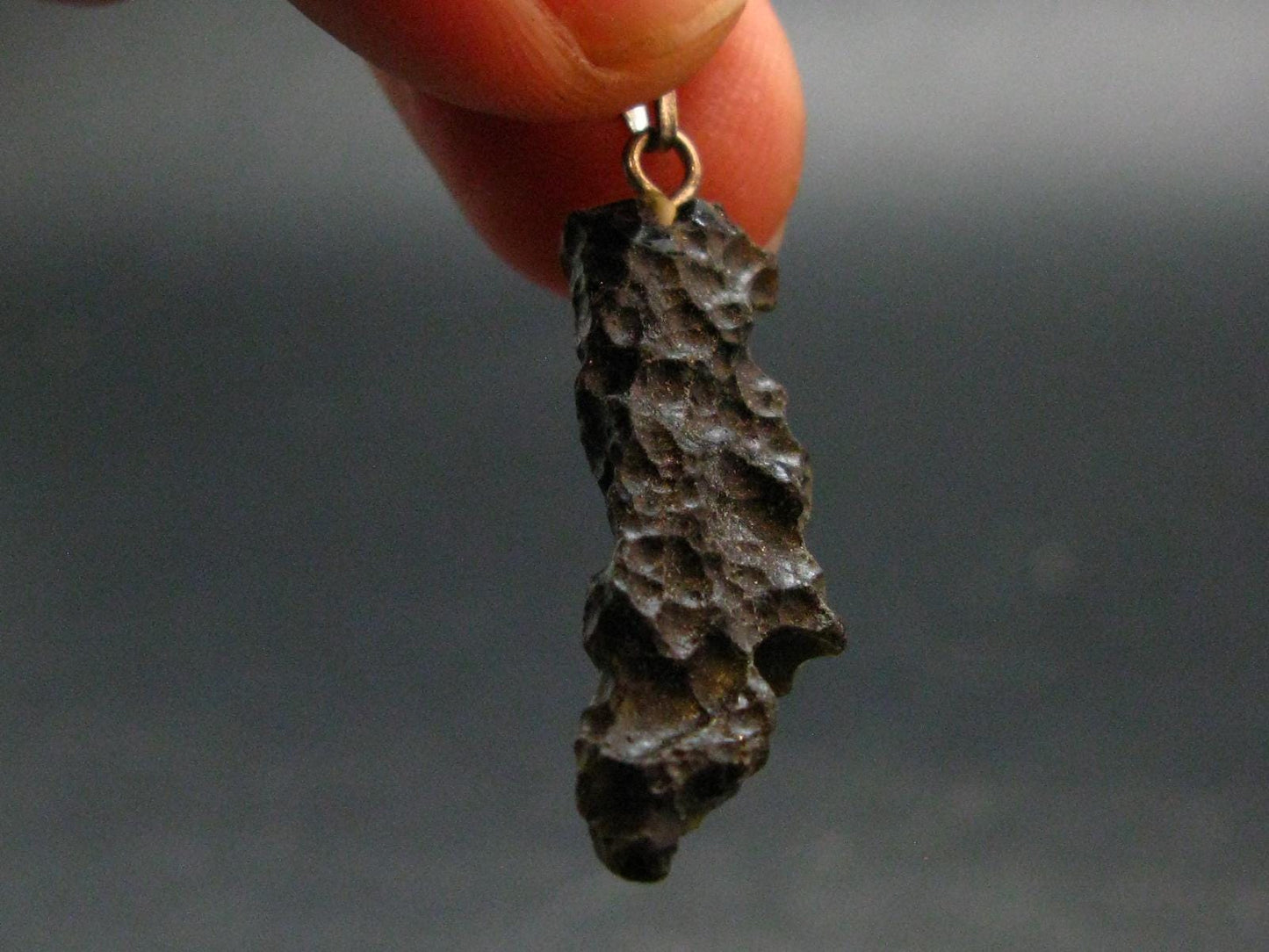 Tibetan Black Tektite Silver Pendant From Tibet - 1.4" - 1.48 Grams
