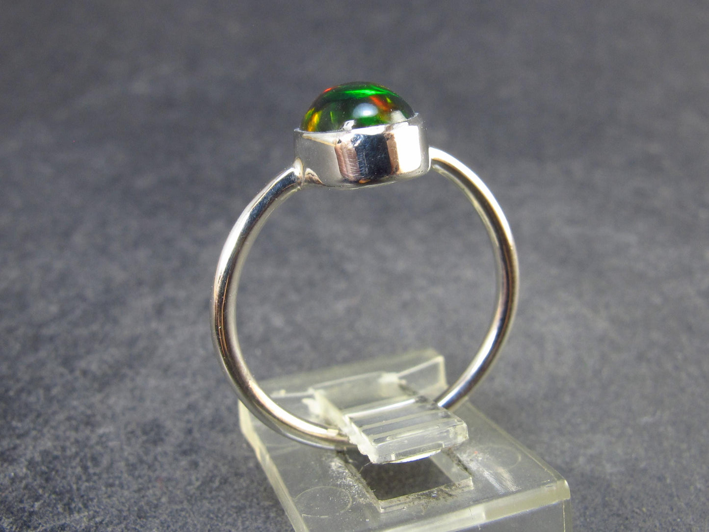 Rare Black Opal Sterling Silver Ring from Australia - Size 7.25 - 2.08 Grams