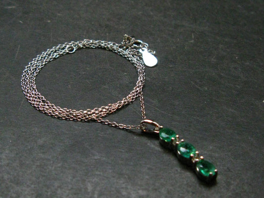 Emerald Silver Pendant W/Chain From Colombia - 2.20 Grams Total