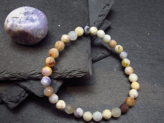 Tiffany Stone Violet Opal Genuine Bracelet ~ 7 Inches ~ 6mm Round Facetted Beads