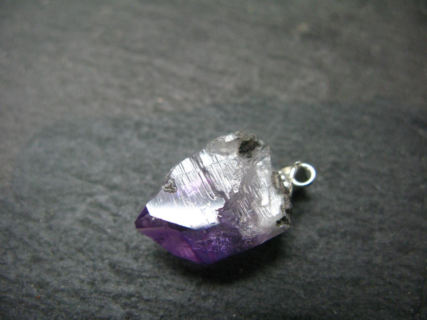 Vera Cruz Amethyst Silver Pendant From Mexico - 0.9" - 2.57 Grams