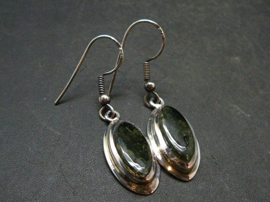 Moldavite Tektite Silver Earrings from Czech Republic - 5.62 Grams
