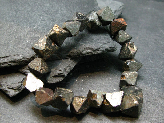 Magnetite Crystals Genuine Bracelet ~ 7 Inches ~ 12mm Crystal Beads