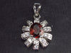 Handcrafted Natural Faceted Rich Red Garnet Sterling Silver Pendant with CZ - 1.1"