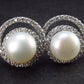 The Most Classic Earring Styles!! Natural 8mm Round Freshwater Cultured Pearls 925 Silver Stud Earrings with CZ - 0.8"