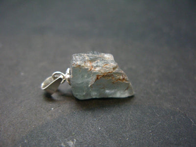 Extremely Rare Raw Gem Green Kornerupine Silver Pendant Crystal From Tanzania - 1.60 Grams - 0.8"