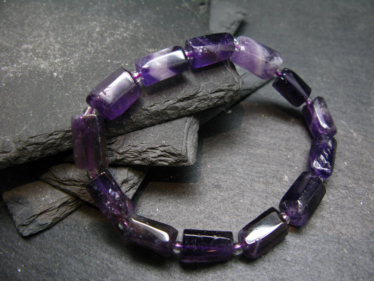 Amethyst Genuine Bracelet ~ 7 Inches ~ 12mm Tumbled Beads