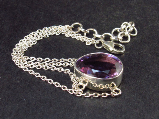 Natural Faceted Amethyst Bracelet 925 Sterling Silver - 7.5" - 5.1 Grams