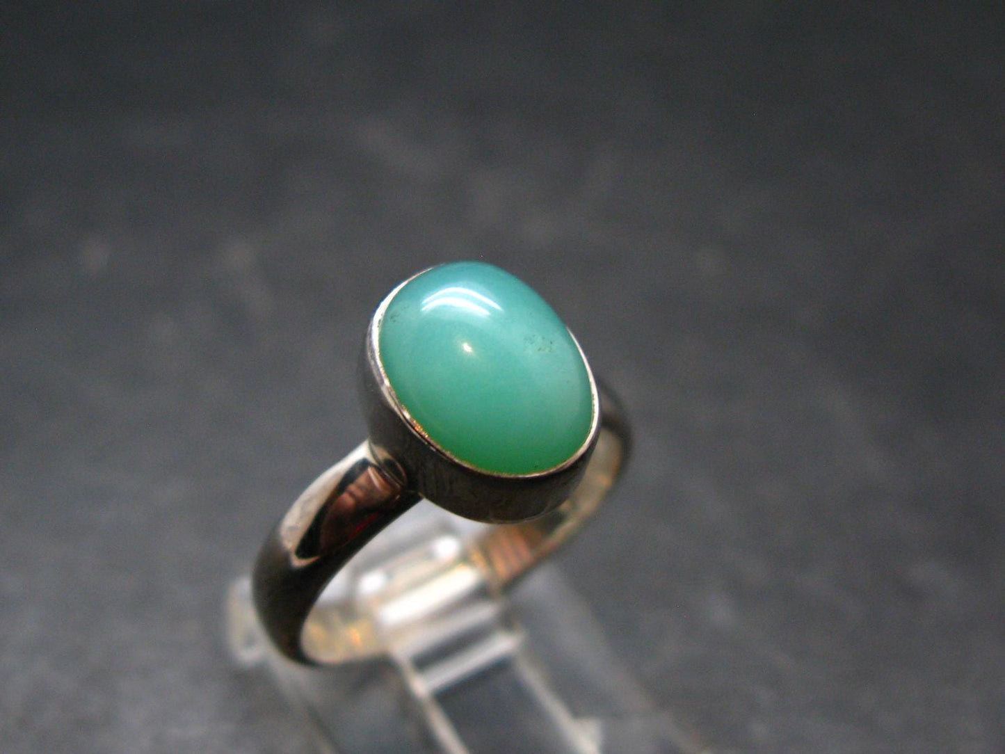 Natural Apple Green Chrysoprase 925 Sterling Silver Ring From Australia - 3.79 Grams - Size 7