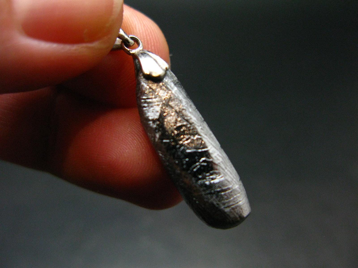 Muonionalusta Meteorite Silver Pendant from Sweden - 1.3" - 5.96 Grams