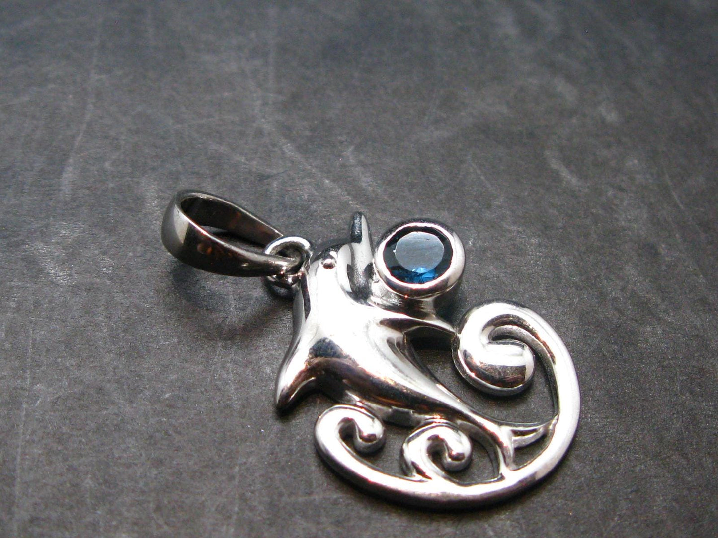 Blue Topaz Sterling Silver Pendant From Brazil - 1.3" - 3.51 Grams