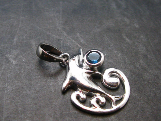 Blue Topaz Sterling Silver Pendant From Brazil - 1.3" - 3.51 Grams