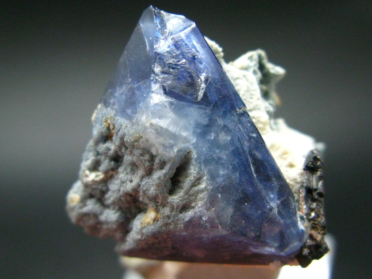 Benitoite and Neptunite on Natrolite Cluster From California - 1.7"