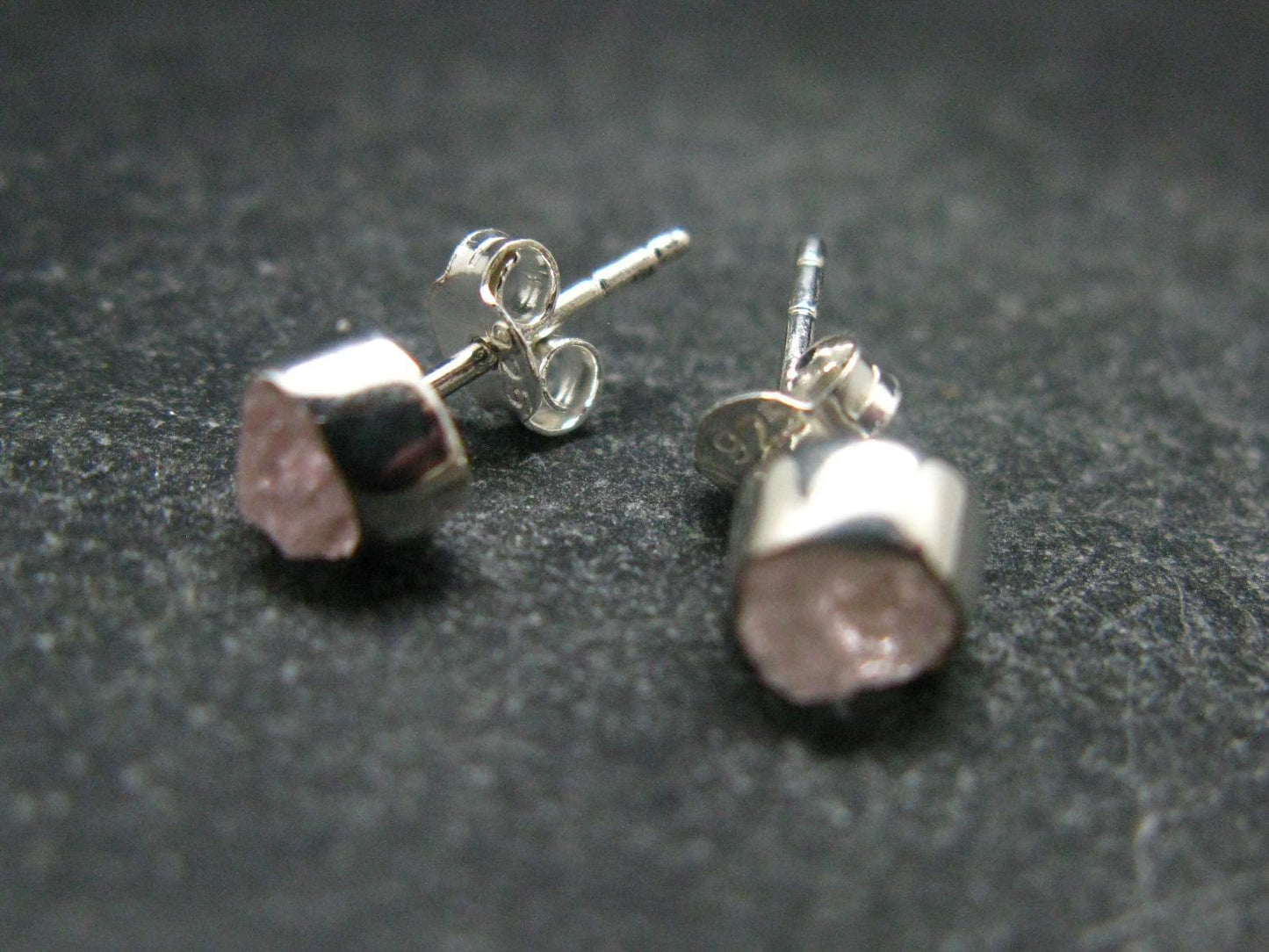 Morganite Pink Beryl Crystal Sterling Silver Stud Earrings From Brazil