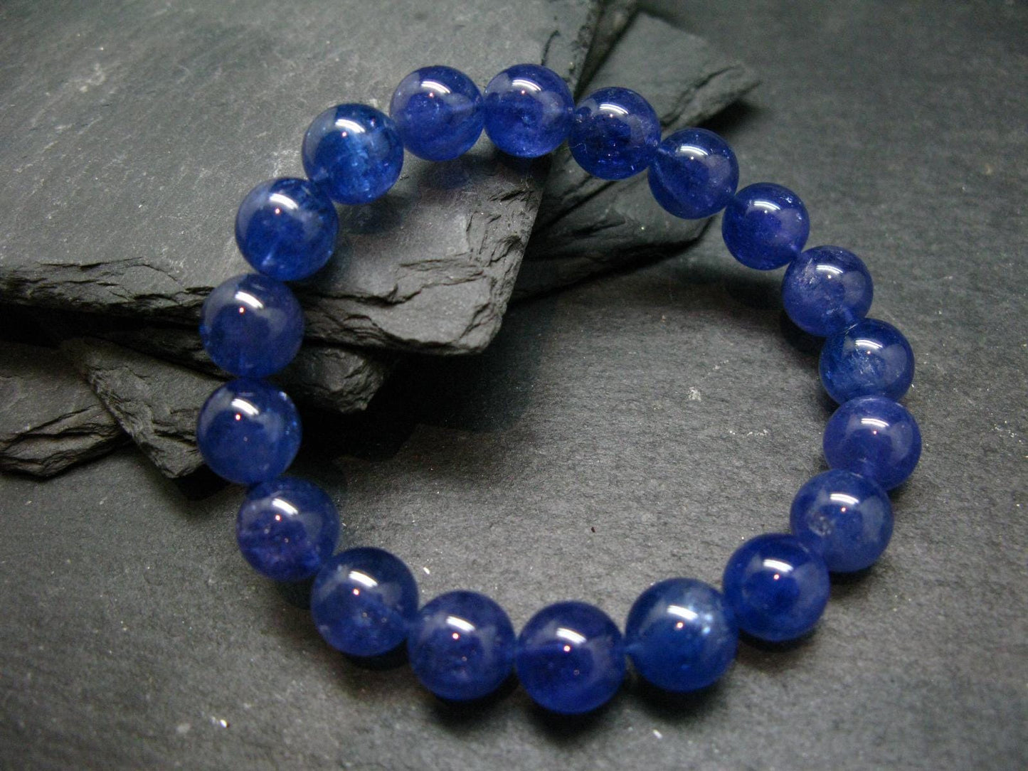 AAA Grade Gem Tanzanite Genuine Bracelet ~ 7 Inches ~ 10mm Round Beads